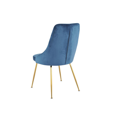 Plumeria Blue Velvet Chair with Gold Legs - MA-1321G-BUS