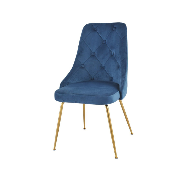 Plumeria Blue Velvet Chair with Gold Legs - MA-1321G-BUS