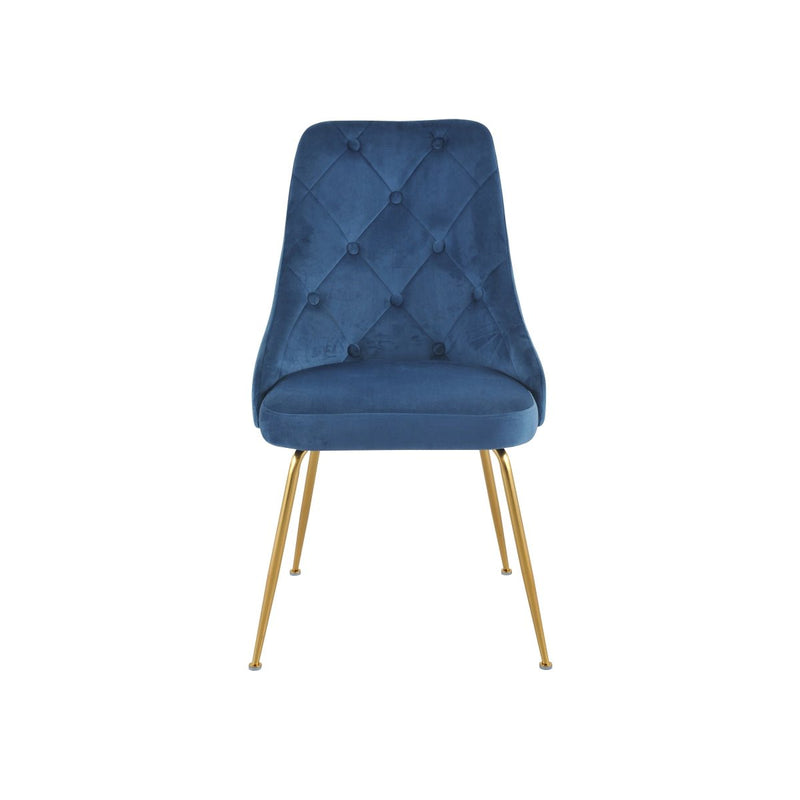 Plumeria Blue Velvet Chair with Gold Legs - MA-1321G-BUS