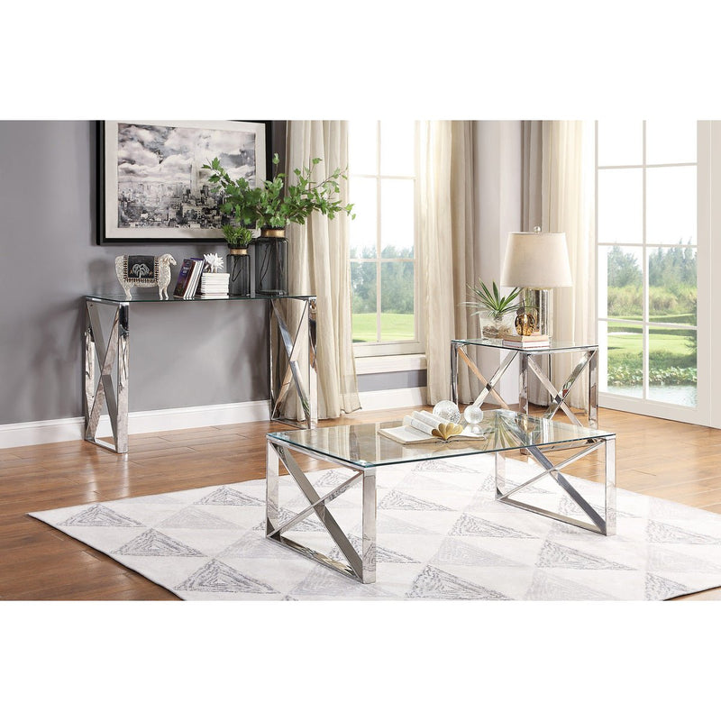 Rush X-Framed Tempered Glass Sofa Table - MA-3644-05