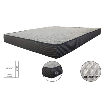 5.5" Thick | Quilted Top | Medium Firm | Foam Mattress