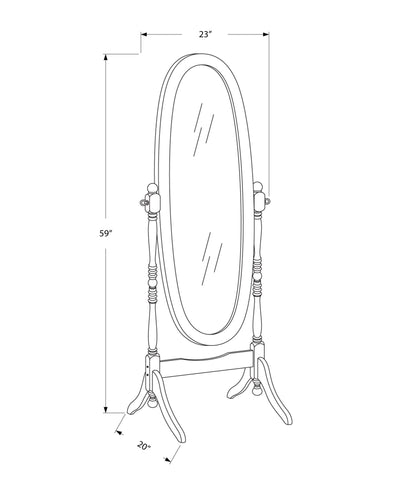 Miroir - 59"H / Cadre en bois ovale blanc antique