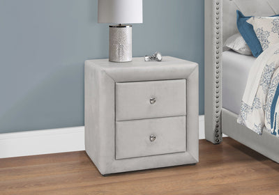 Bedroom Accent - 21"H / Light Grey Velvet Night Stand - I 5606