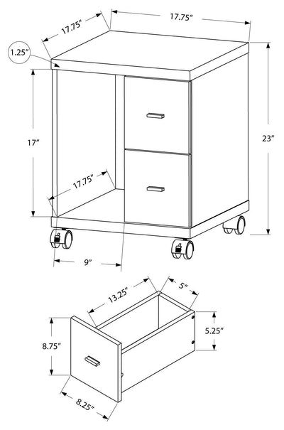 Cappuccino Office Cabinet On Castors with 2 Drawers - I 7004