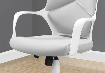 Office Chair - White / Grey Fabric / High Back Executive