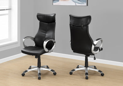 Office Chair - Black Leather-Look / High Back Executive