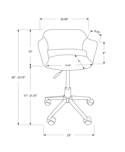 Office Chair - Black / Chrome Metal Hydraulic Lift Base - I 7298