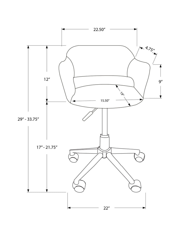 Office Chair - Black / Chrome Metal Hydraulic Lift Base - I 7298