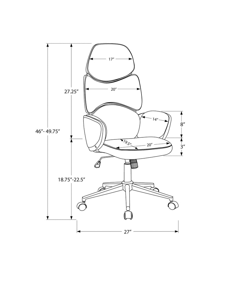 Chaise de bureau - Simili-cuir gris / Exécutif à dossier haut