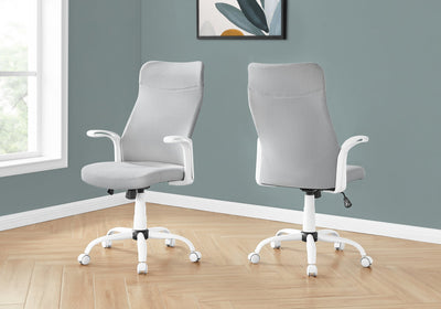 Office Chair - White / Grey Fabric / Multi Position