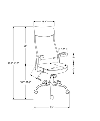 Chaise de Bureau - Noir / Tissu Gris Foncé / Multi Position