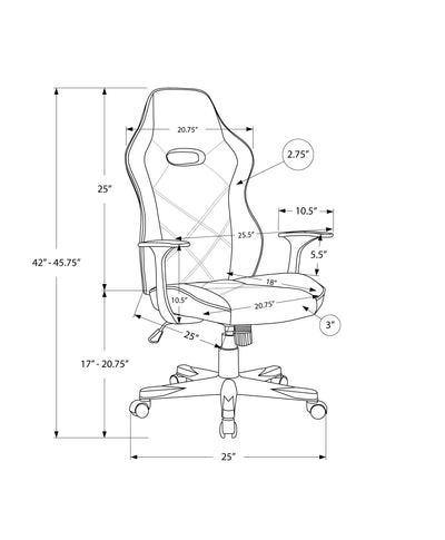 Chaise de bureau - Gaming / Noir / Simili-cuir rouge