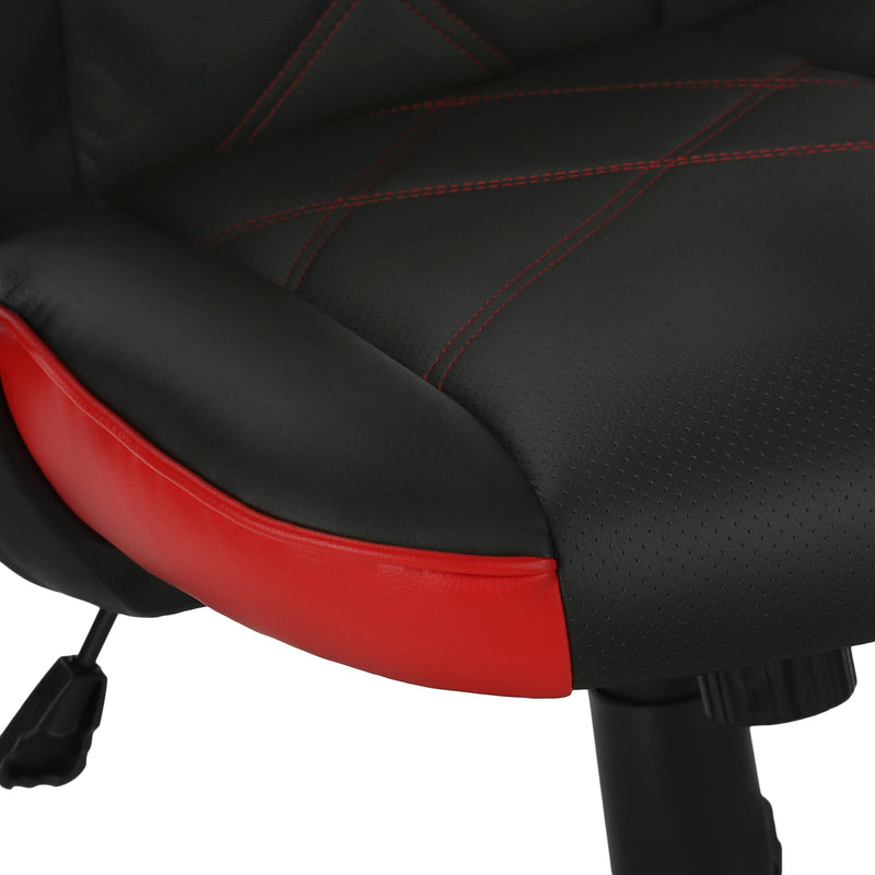 Chaise de bureau - Gaming / Noir / Simili-cuir rouge