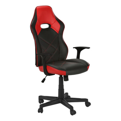 Chaise de bureau - Gaming / Noir / Simili-cuir rouge