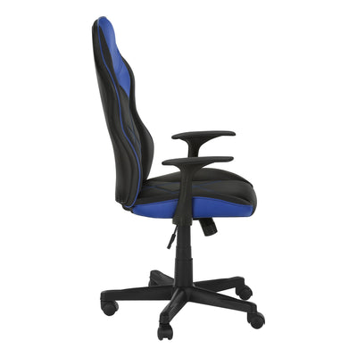 Office Chair - Gaming / Black / Blue Leather-Look