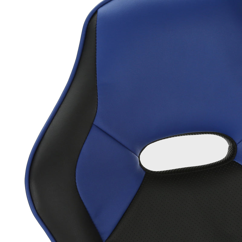 Office Chair - Gaming / Black / Blue Leather-Look