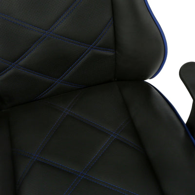 Office Chair - Gaming / Black / Blue Leather-Look