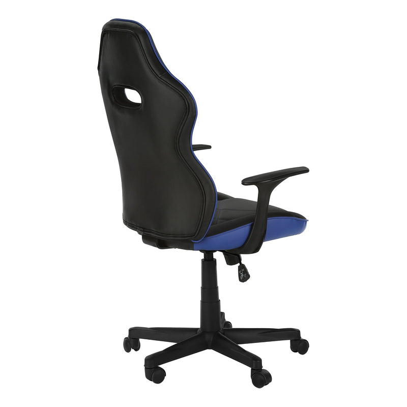 Office Chair - Gaming / Black / Blue Leather-Look