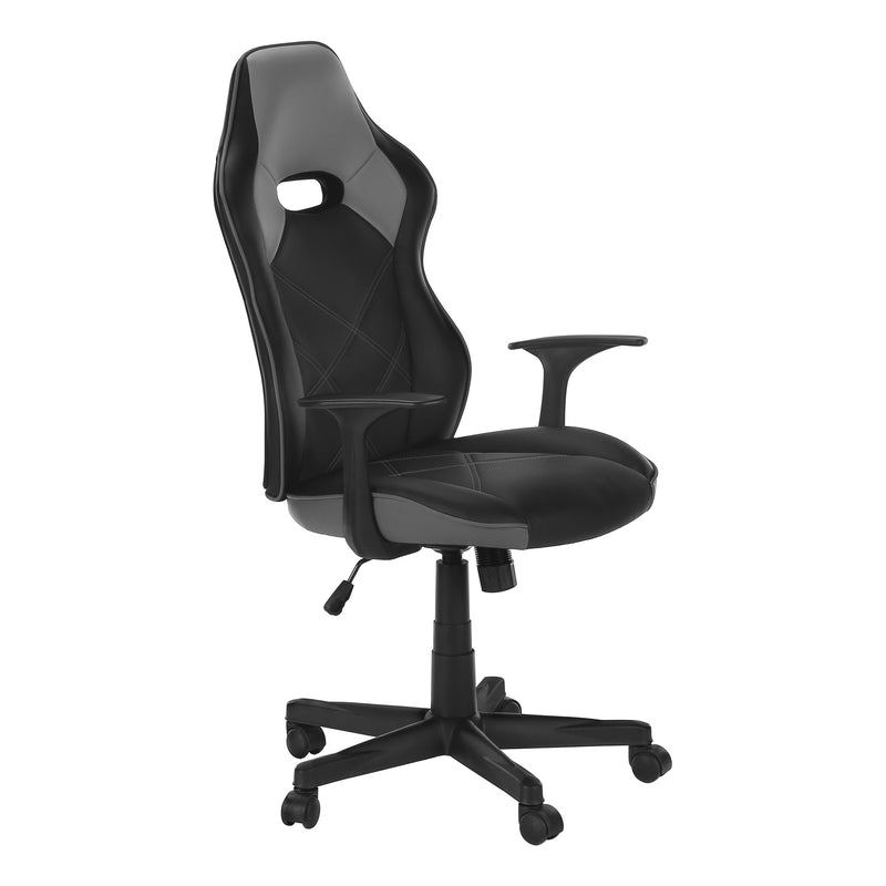 Chaise de bureau - Gaming / Noir / Simili-cuir gris