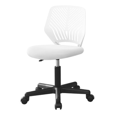 Office Chair - White Juvenile / Black Base On Castors