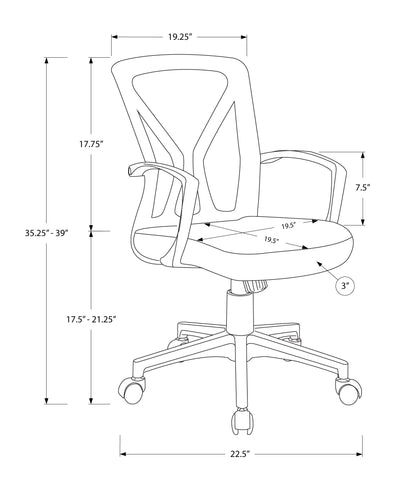 Office Chair - Black / Black Base On Castors - I 7339