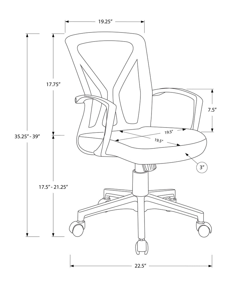 Office Chair - Black / Black Base On Castors - I 7339