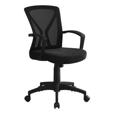 Office Chair - Black / Black Base On Castors - I 7339