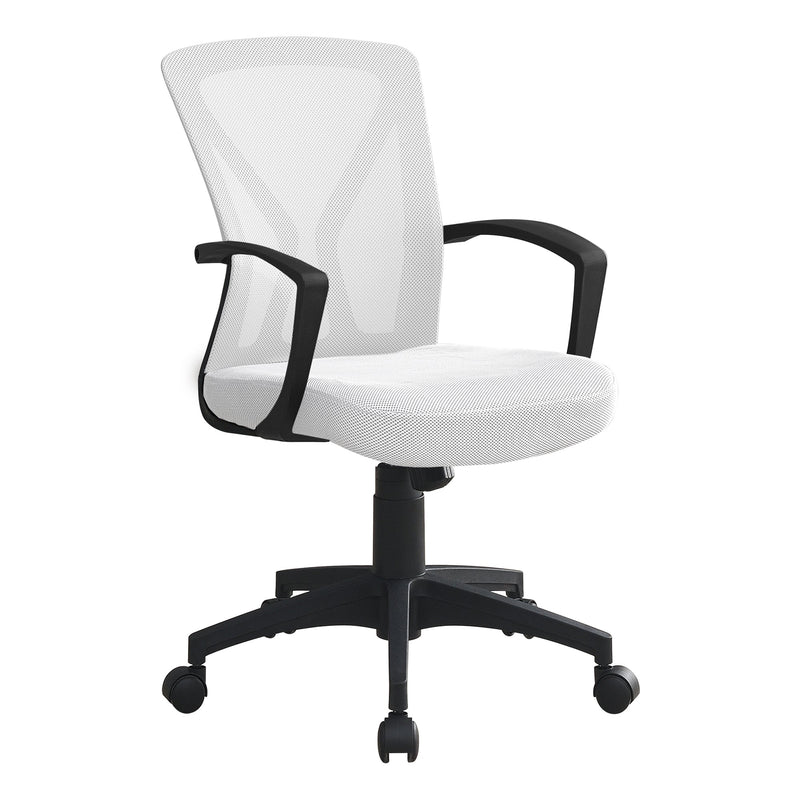 Chaise de Bureau - Blanc / Base Noire Sur Roulettes