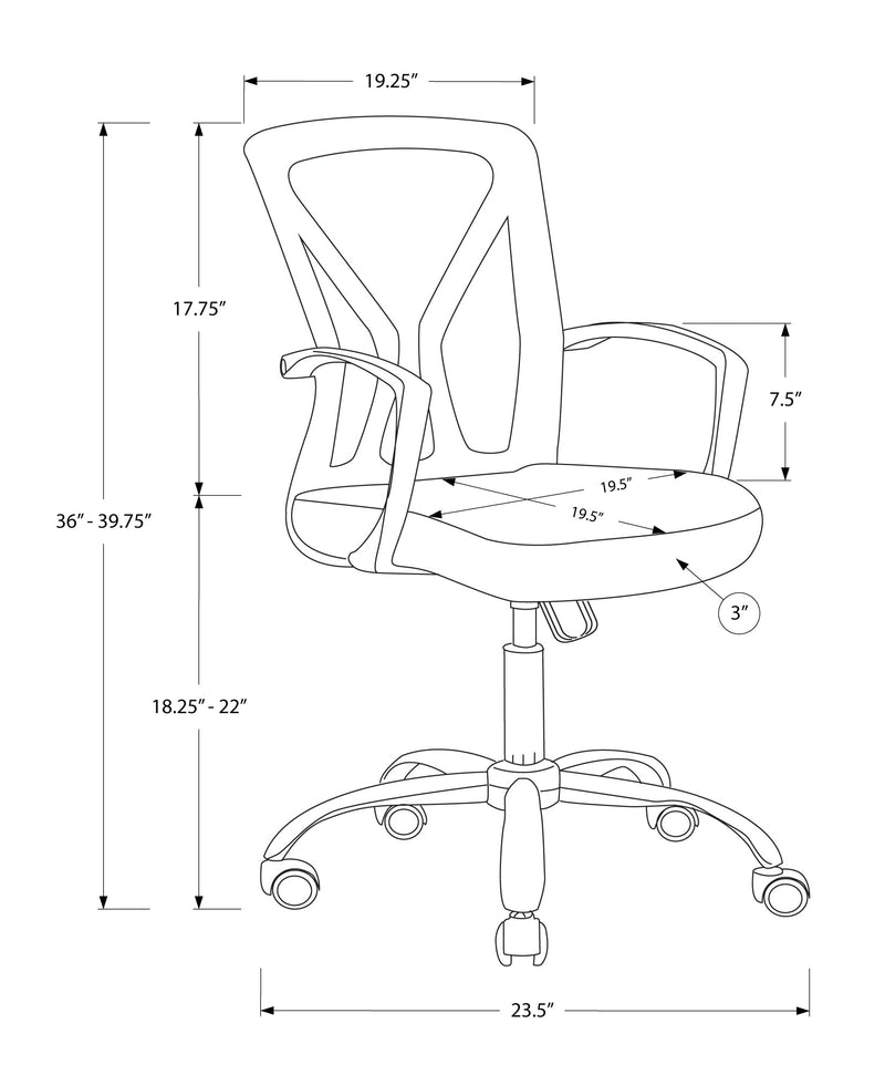 Chaise de Bureau - Base Grise / Chrome Sur Roulettes