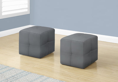 Ottoman - 2Pcs Set / Juvenile/ Grey Leather-Look