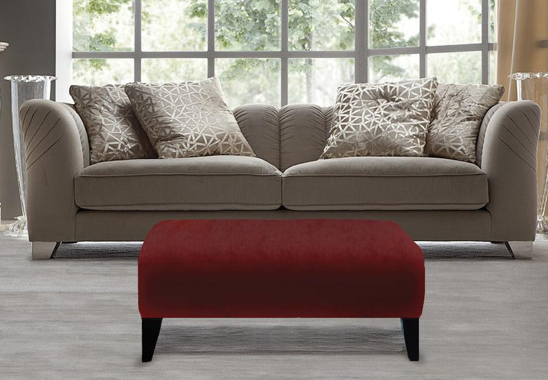 Canadian made Ottoman in Velvet Fabric and Wooden Legs - R-898