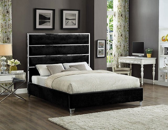 Black Velvet King and Queen Size Bed -