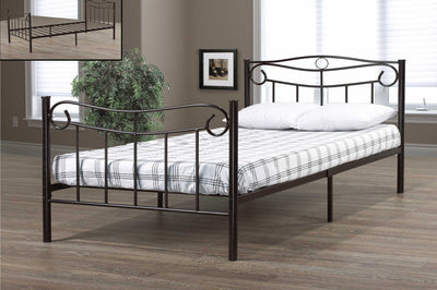 Black Metal Platform Bed with Cursive Design - IF-151-S-B