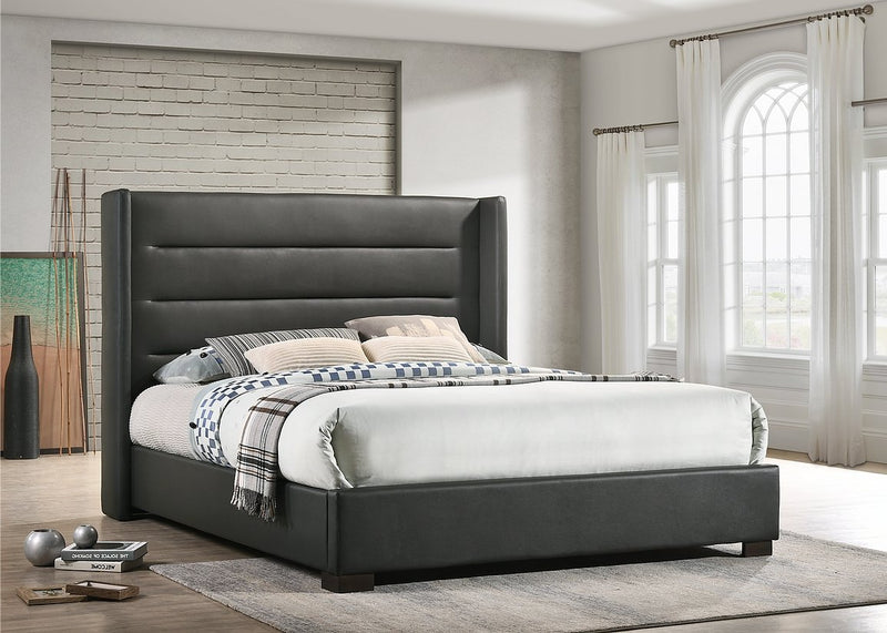 Dark Grey Leatherette Wing Platform Bed - IF-5242-Q-G