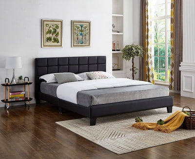 Modern Black Leatherette Platform Bed