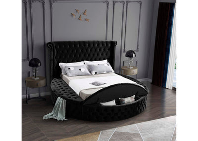 Space Saving and Luxurious Round Black Velvet Bed - IF-5773-Q