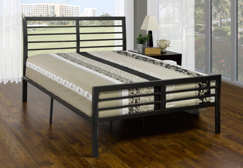 Gun Metal Platform Bed with Barred Design - IF-5815-S