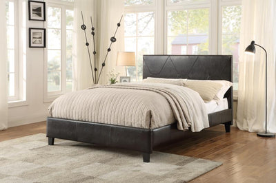 Deleon Dark Brown Platform Bed w/ diamond stitching - MA-1881-PUF-1*