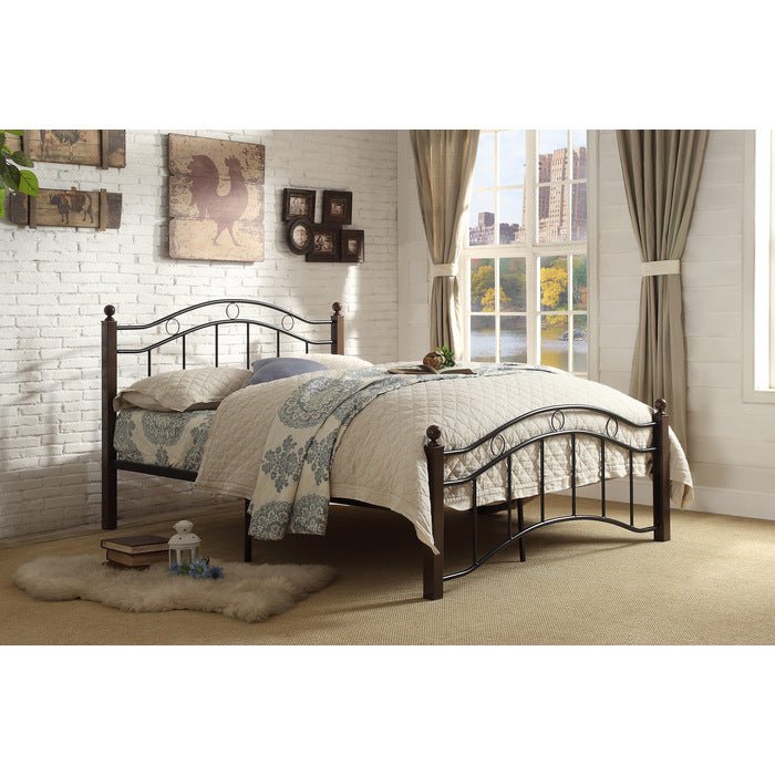 Black & Brown Designed Metal Platform Bed - MA-2020TBK-1-3A