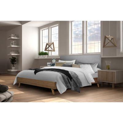 Cassidy Full Platform Bed with Upholstered Headboard - MA-5890GYF