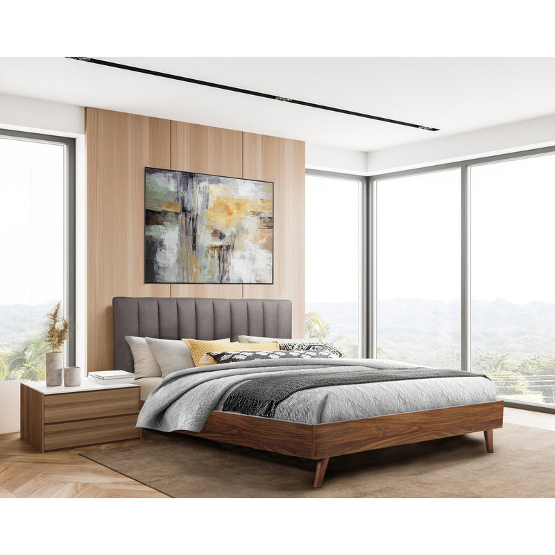 Sasha Full Platform Bed with Upholstered Headboard - MA-5891GYF