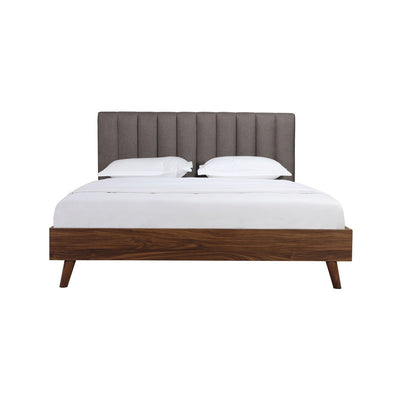 Sasha Queen Platform Bed with Upholstered Headboard - MA-5891GYQ