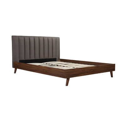 Sasha Queen Platform Bed with Upholstered Headboard - MA-5891GYQ