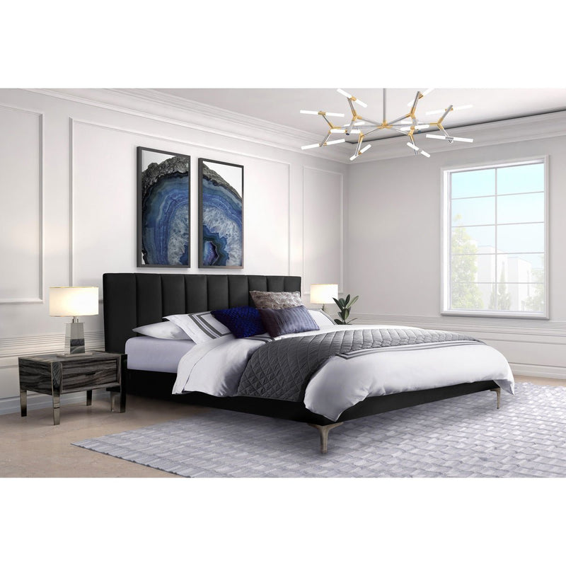 Melina Black King Upholstered Platform Bed - MA-5893BKK