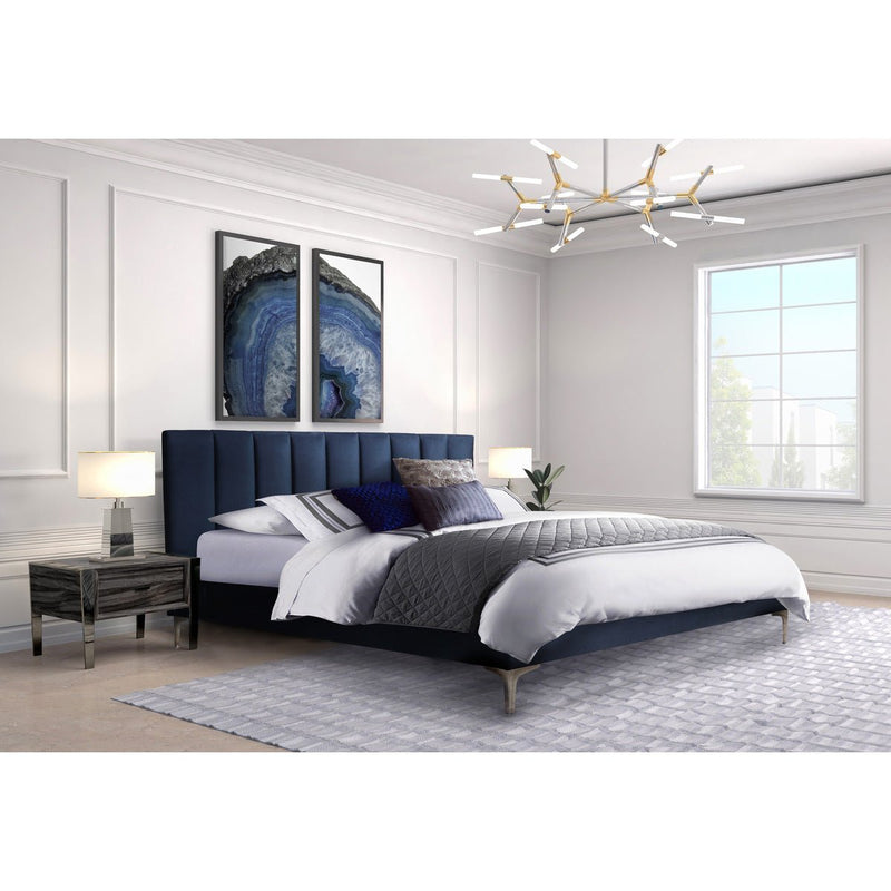 Melina Blue Full Upholstered Platform Bed - MA-5893NVF