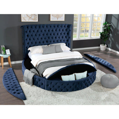 Hazel Blue Velvet Storage Bed - ME-423BU-Q