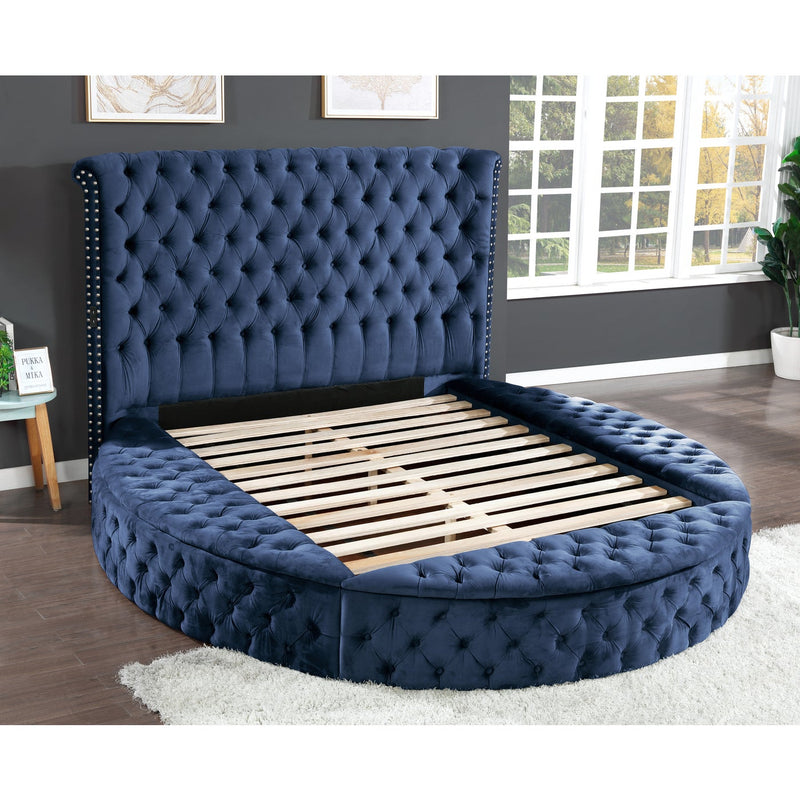 Hazel Blue Velvet Storage Bed - ME-423BU-Q