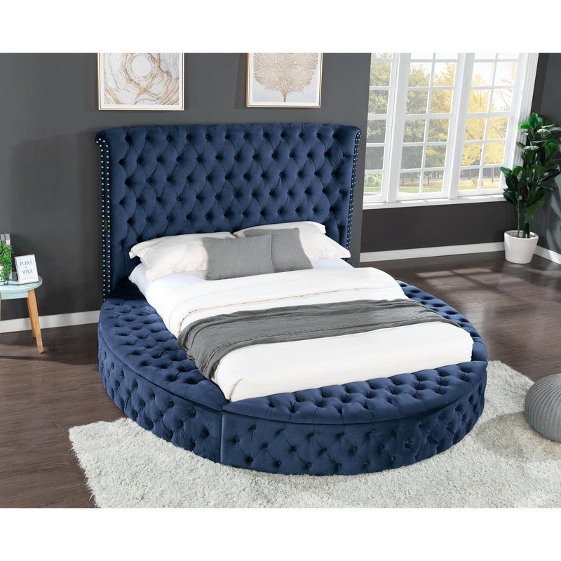 Hazel Blue Velvet Storage Bed - ME-423BU-Q