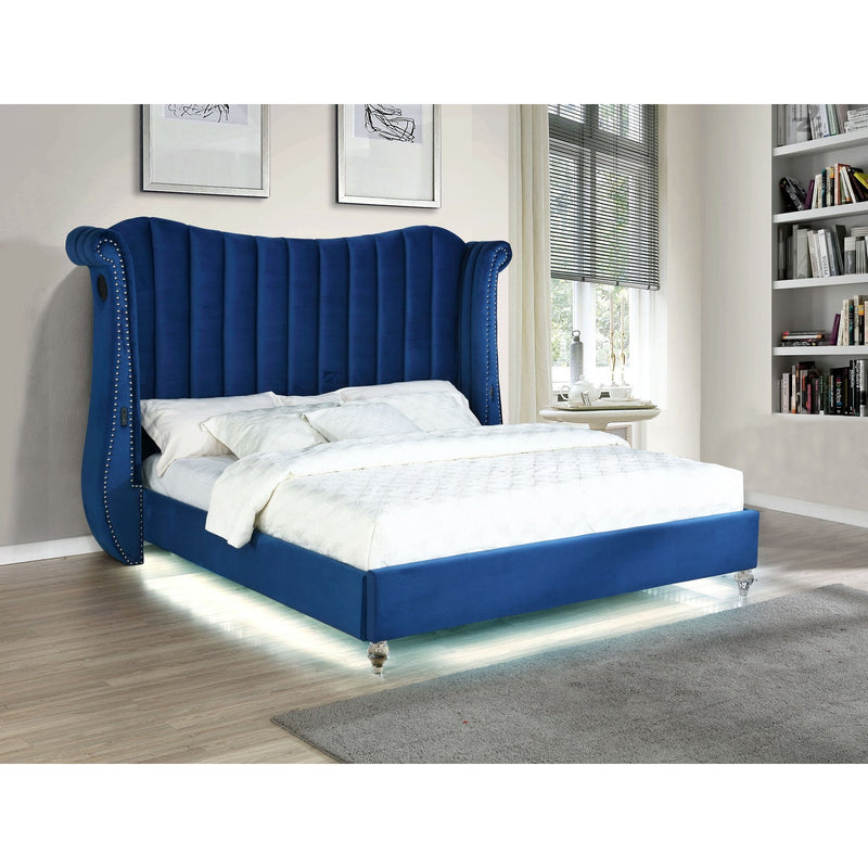 Tulip Blue Velvet Platform Bed - ME-525BU-Q