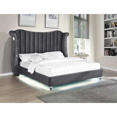 Tulip Grey Velvet Platform Bed - ME-525G-Q